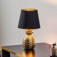 Pineapple ceramic table lamp, black and gold