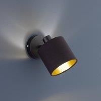 Reality Leuchten Tommy R80331079 Wall Spotlight Metal Black Matt Fabric Shade Black/Gold