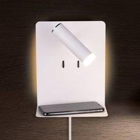 Trio Lighting LED wall lamp Element with shelf, matt white