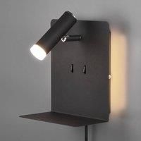 Trio Lighting LED wall lamp Element with shelf black matt