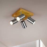 Trio Leuchten Marley 812400407 Ceiling Light Metal Nickel Matt Wood 4X GU10 Not Included