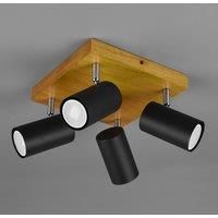 Trio Leuchten Marley 812400432 Ceiling Light Metal Matt Black Wood Exclusive 4X GU10
