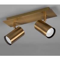 Trio Lighting Marley ceiling spotlight, antique brass, 2-bulb