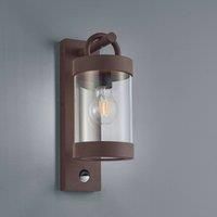 Trio Leuchten Sambesi 204169124 Outdoor Wall Light Die-Cast Aluminium Rust-Coloured Acrylic Clear Exclusive 1x E27 Motion Sensor