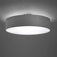 Trio Leuchten Hotel 603900311 Ceiling Light Metal Nickel Matt Fabric Shade Grey 3X E27 Bulbs Not Included