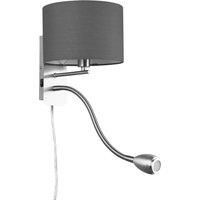 Trio Lighting Hotel wall light, LED reading light, round, grey