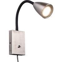 Trio Lighting Wanda wall light with plug, matt nickel