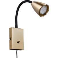 Trio Lighting Wanda wall light with plug, matt brass