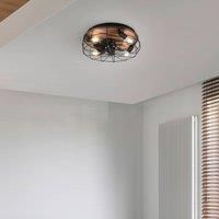 Reality Leuchten Trondheim ceiling fan, remote, 4 x E27, black