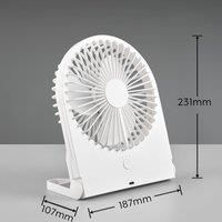 RL LIVE YOUR LIGHT Reality Leuchten Breezy R044-01 Table Fan, Plastic Matte White, 2 Watt, Battery Operation, USB-C, 3 Levels