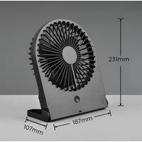 RL LIVE YOUR LIGHT Reality Leuchten Breezy R044-02 Table Fan, Plastic, Matte Black, 2 Watt, Battery Operated, USB-C, 3 Levels