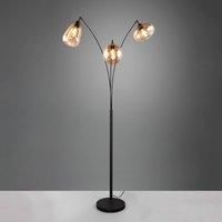 Trio Lighting LUMINA floor lamp, 3-bulb, black/amber, glass