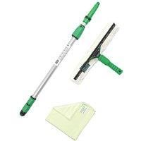 Unger AK131 Kit 1.25 m Including Window Wiper, Extension Pole, Microfibre Cloth, Streak Cleaning, Green, 1,25 m