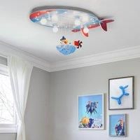 Elobra Ceiling Light for Children/'s Room "Airship with Joe" Cute Ceiling Light Starry Sky with Airship Design, Series Circuit, Handmade, Blue/Red/White, Includes 20 LEDs, Made in Germany
