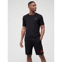 HUGO Mens Dero222 Cotton-Jersey T-Shirt with Chest Logo Black