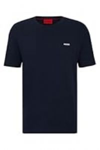 HUGO Mens Dero222 Contrast-Logo T-Shirt in Cotton Jersey Blue