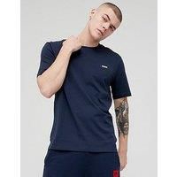 HUGO Mens Dero222 Contrast-Logo T-Shirt in Cotton Jersey Blue