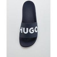 HUGO Mens Match it Logo-Strap Slides Made in Italy Size 8 Dark Blue