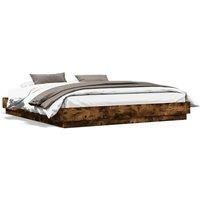 Bed Frame with LED without Mattress Smoked Oak 180x200 cm Super King