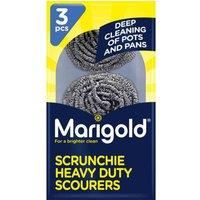 3 x Marigold Scrunchies Stainless Steel Scourer Pads Spiral Tough Dirt Removal