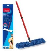 Vileda Pet Pro Microfibre Flip Mop,Captures up to 3x more pet hair, 2-sided mop pad for versatile cleaning,Suitable for dry and wet cleaning Ergonomic shape reaches corners Machine-washable mop head