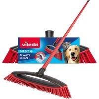 Vileda Pet Pro Always Clean Broom - Rubber broom perfect for removing pet hair, Attracts and collects dirt and pet hair, Safe and effective for all floors, Easy to clean
