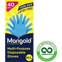 Marigold Disposable Gloves: Powder Free, Latex Free, Food Safe, Multi-Purpose Disposable Gloves - Perfect for Safe, Hygienic and Versatile Use - Box of 40