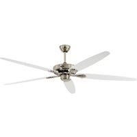 CLASSIC ROYAL ceiling fan, rotor blade Ø 1800 mm, painted white / painted light grey / brushed chrome.