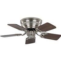 Casafan ceiling fan, Classic Flat, 79 Cm, Slim, silent, walnut blades - beech and brushed chrome, CASAFAN