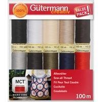 Gutermann Sew All Thread Set 100m x 10 reels  - Basic Colours 734006-1