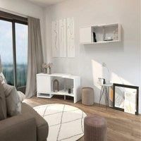 FMD Modular Corner Storage Unit with Open Shelf White Sideboard Highboard FMD