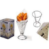 Deluxe Metal French Fries Holder - Sturdy Metal Tableware Snack Stand