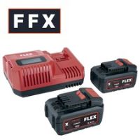 Flex 532742 18V 2x5Ah Power Tool Batteries and Charger Set with LED Indicator