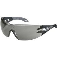 Uvex Pheos Safety Glasses - Anti-Fog and Scratch and Chemical Resistant - Black with Tinted Lenses