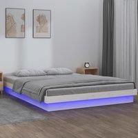 LED Bed Frame White 120x200 cm Solid Wood