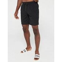 BOSS Mens Whale Embroidered-Logo Swim Shorts in Recycled Material Black