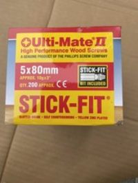 Ulti-Mate II Stick-Fit Zinc & Yellow Plated Screw 5.0 x 80mm