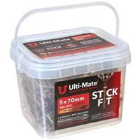 Ulti-Mate Stick-Fit Woodscrews Tub 5.0 x 70mm (400pk) in Gold