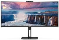 AOC CU34V5CW - 34 Inch Curved QHD Monitor,100Hz, VA, WebCam, USB-C Docking,65W power delivery, USN Hub, Height Adjust, Speakers (3440 x 1440 @100Hz, 300 cd/m² , HDMI 2.0/ DP 1.2 / USB-C 3.2 DP alt)