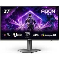 AOC Agon Pro AG276UZD - 27 inch QD OLED Flat Gaming Monitor, 240 Hz, 0.03 ms, FreeSync Prem Pro, G-Sync comp., Height Adjust, HDR400 (3840x2160, 2xHDMI, DisplayPort, USB Hub) Black