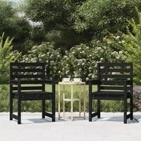 Garden Chairs 2 pcs Black 60x48x91 cm Solid Wood Pine