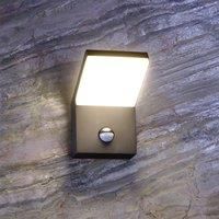 Deko-Light LED sensor outdoor wall light Tucanae, grey, height 22 cm, IP54