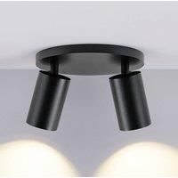 Deko-Light CAN TILT downlight, black, 20 cm, 2-bulb metal GU10