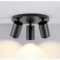 Deko-Light CAN TILT downlight, black, 25 cm, 3-bulb metal GU10