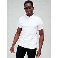 BOSS Mens Passenger Stretch-Cotton Slim-fit Polo Shirt with Logo Patch White