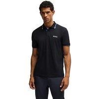 BOSS Mens Paddy Pro Contrast-Logo Polo Shirt in a Cotton Blend Blue