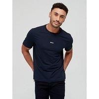 BOSS Mens TChup Logo-Print T-Shirt in Stretch Cotton Blue