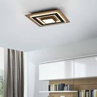 JUST LIGHT. LED ceiling lamp Tola, angular, 2-bulb, wood, 3000 K