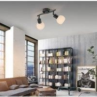 JUST LIGHT. Loki ceiling light, 2-bulb, black, iron, glass