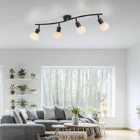 JUST LIGHT. Loki ceiling light, 4-bulb, black, iron, glass